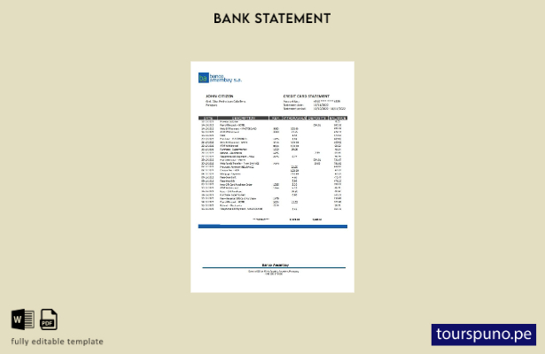 listo para imprimir plantilla de word   extracto bancario de Paraguay Banco Amam